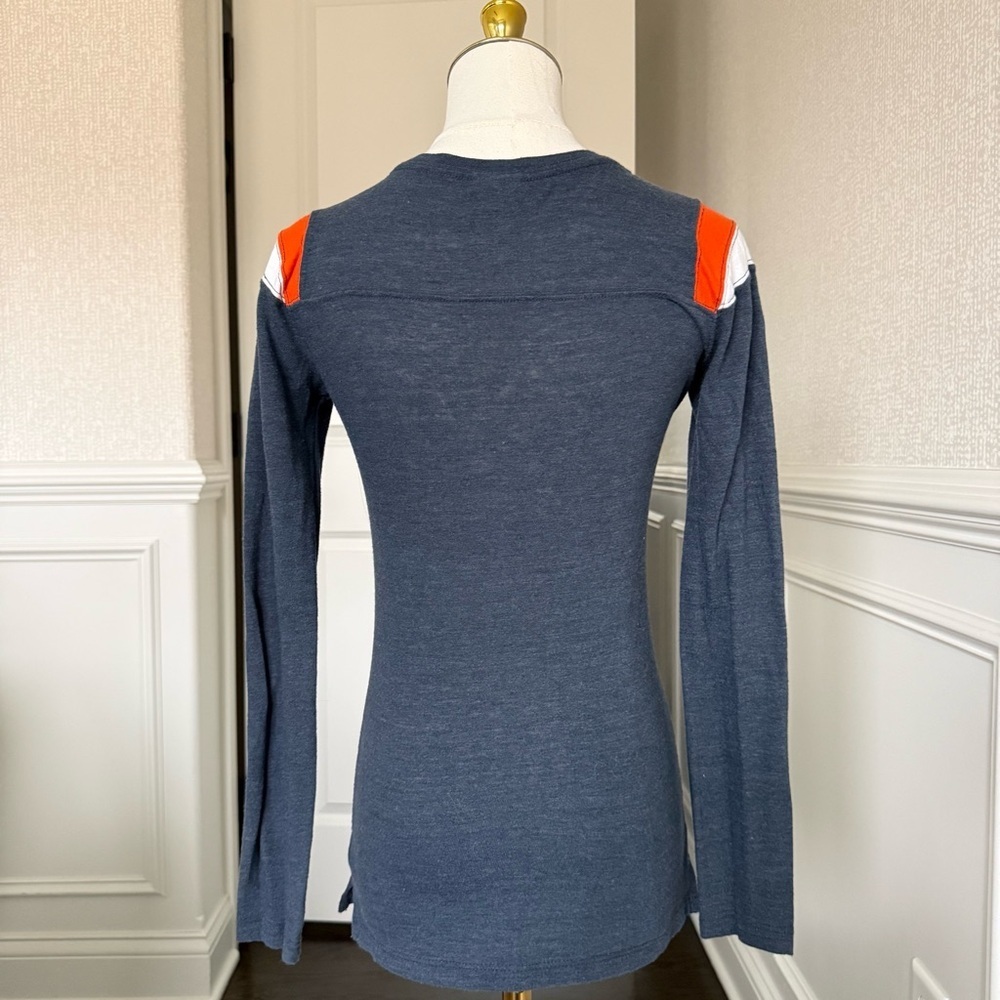Team Apparel Chicago Bears Women's Long Sleeve Tee - Navy and Orange - Picture 4 of 5